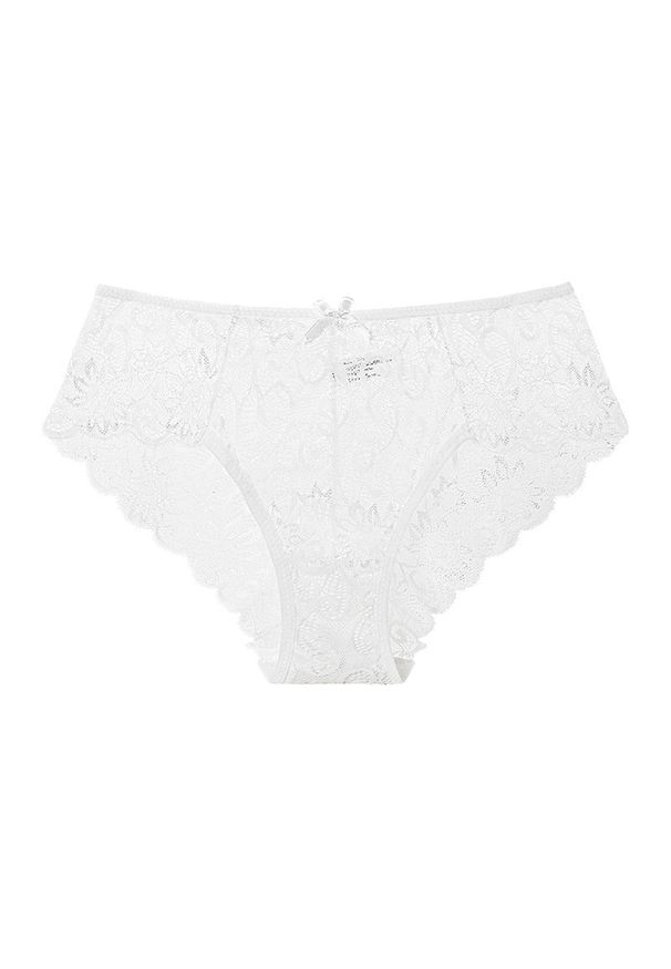 Intica - Majtki brazyliany z delikatnej koronki Bertina. Kolor: biały. Materiał: koronka. Wzór: koronka