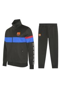Dres piłkarski dziecięcy FC Barcelona 24/25. Kolor: czarny. Materiał: dresówka. Styl: sportowy