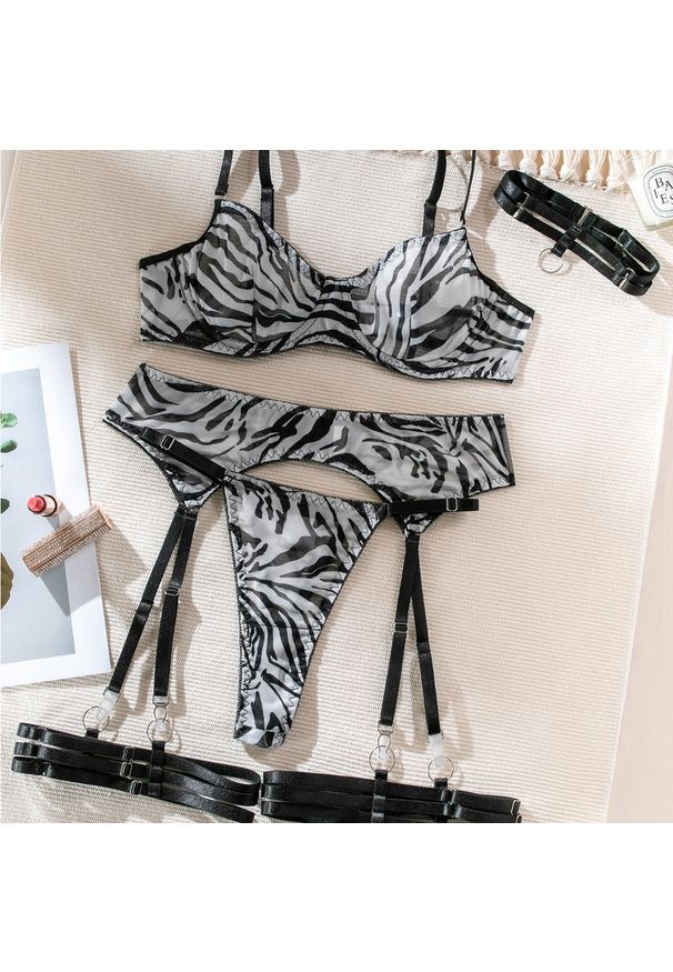 Intica - Komplet bielizny z pasem do pończoch na specjalne okazje Hammy. Kolor: wielokolorowy. Materiał: materiał