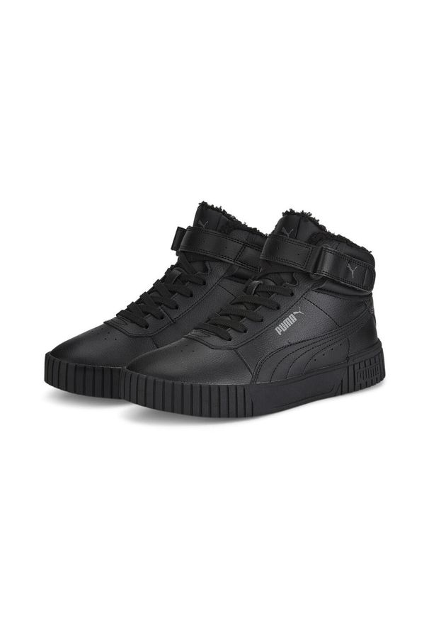 Puma - Damskie sneakersy Carina 2.0 Mid Winter PUMA Black Dark Shadow Gray. Zapięcie: sznurówki. Kolor: wielokolorowy, czarny, szary. Materiał: materiał, syntetyk. Szerokość cholewki: normalna. Sport: turystyka piesza