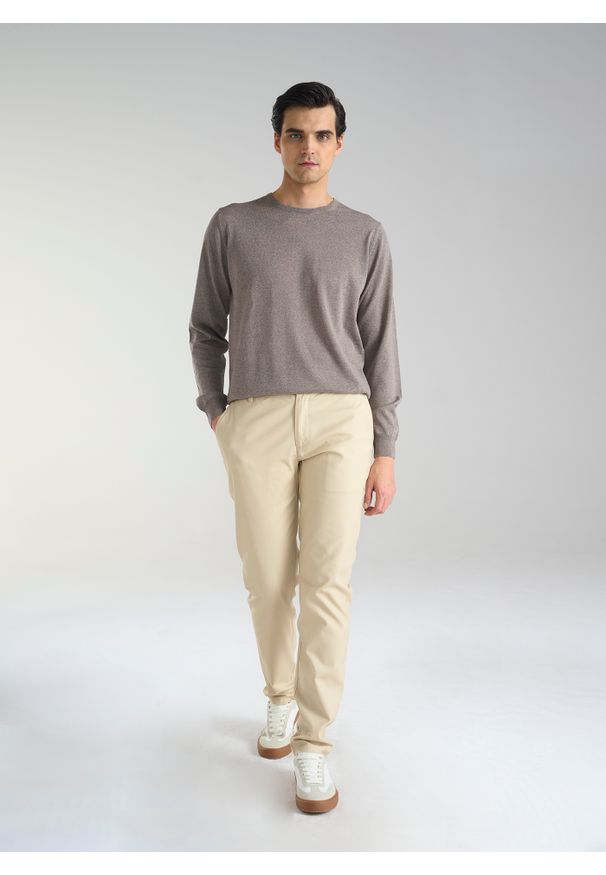 PAKO LORENTE – Beżowe gładkie spodnie męskie P24SF-WX-003-E-0 - Pako Lorente. Kolor: beżowy. Wzór: gładki. Sezon: wiosna. Styl: klasyczny