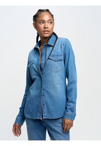 Big-Star - Koszula damska jeansowa Norra 239. Typ kołnierza: kołnierzyk klasyczny. Kolor: niebieski. Materiał: jeans. Styl: klasyczny, elegancki #8