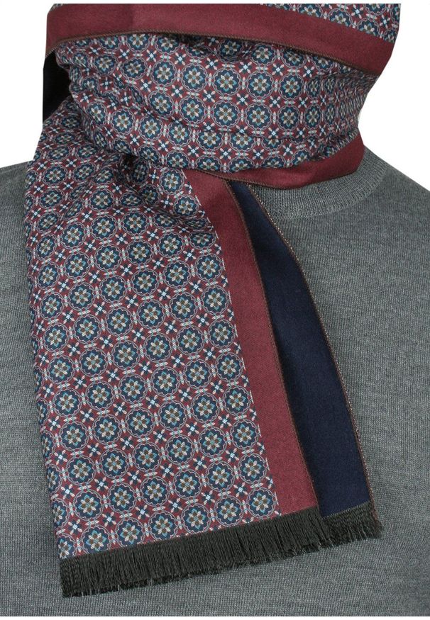 Elegancki Szalik Bawełniany - Alties - Wzór Mozaikowy. Kolor: wielokolorowy. Materiał: bawełna. Sezon: zima, jesień. Styl: elegancki