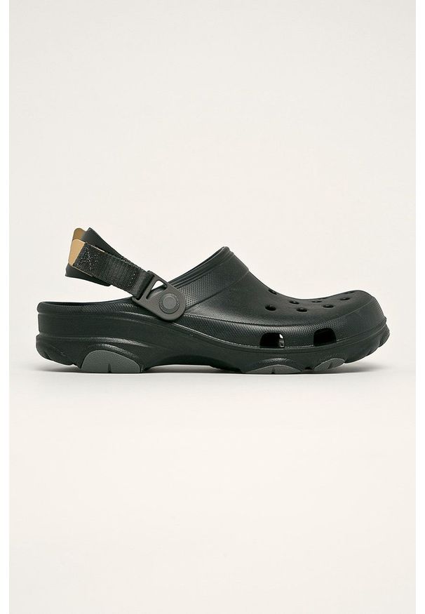 Crocs - Klapki. Kolor: czarny. Materiał: materiał, guma. Wzór: gładki