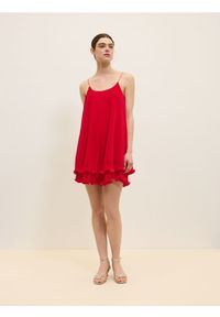 Reserved - Sukienka mini - czerwony. Kolor: czerwony. Materiał: dzianina, prążkowany. Długość: mini