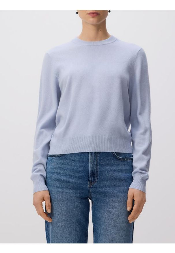 Reserved - Sweter z wełny merino - jasnoniebieski. Kolor: niebieski. Materiał: wełna