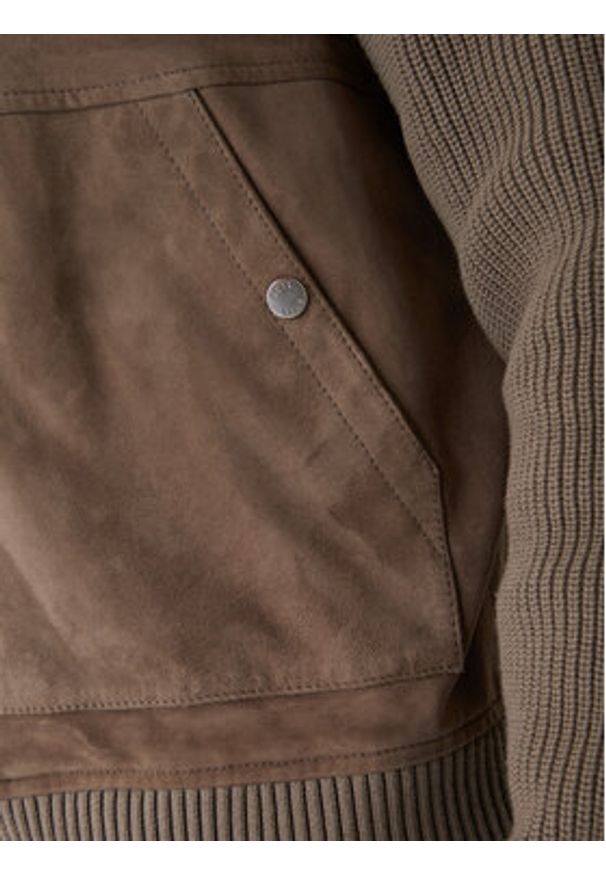 BOSS Kurtka skórzana H-Maparo 50547673 Beżowy Regular Fit. Kolor: beżowy. Materiał: skóra