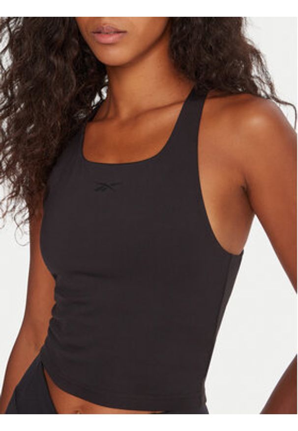 Reebok Top RK25188CCW Czarny Slim Fit. Kolor: czarny. Materiał: syntetyk