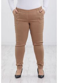 Nasi partnerzy - Klasyczne beżowe spodnie Nita ze zwężoną nogawką PLUS SIZE XXL. Okazja: na co dzień, na spacer, do pracy. Kolekcja: plus size. Kolor: beżowy. Materiał: materiał, tkanina, poliester, elastan, włókno, wiskoza. Długość: krótkie. Styl: klasyczny #1