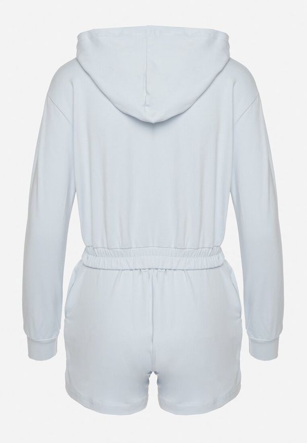Born2be - Jasnoniebieski Bawełniany Komplet Sportowy Bluza z Kapturem i Szorty Izilia. Kolor: niebieski. Materiał: bawełna