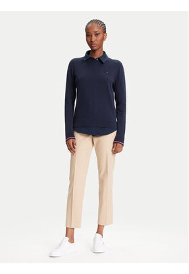 TOMMY HILFIGER - Tommy Hilfiger Sweter WW0WW44984 Granatowy Regular Fit. Kolor: niebieski. Materiał: bawełna
