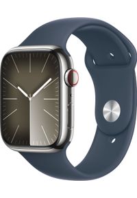 APPLE - Smartwatch Apple Watch 9 GPS+Cellular 45mm stalowy Srebrny | Sztormowy Błękit pasek sportowy M/L. Rodzaj zegarka: smartwatch. Kolor: wielokolorowy, srebrny, szary. Materiał: materiał. Styl: sportowy #1