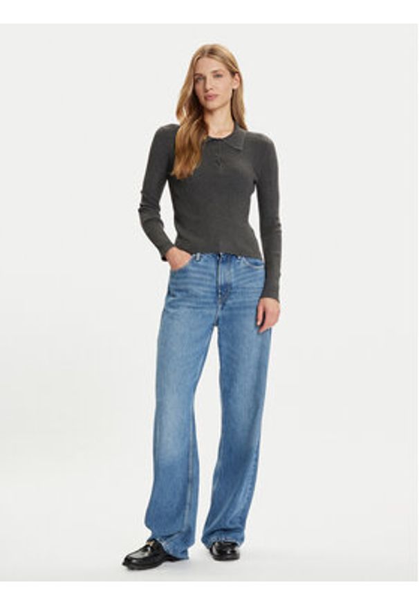 Vero Moda Sweter Siljerib 10336674 Szary Slim Fit. Kolor: szary. Materiał: wiskoza