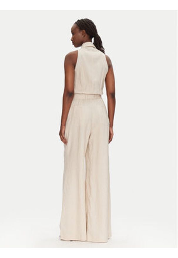 ACCESS FASHION Kombinezon 53-5500-133 Beżowy Regular Fit. Kolor: beżowy. Materiał: len