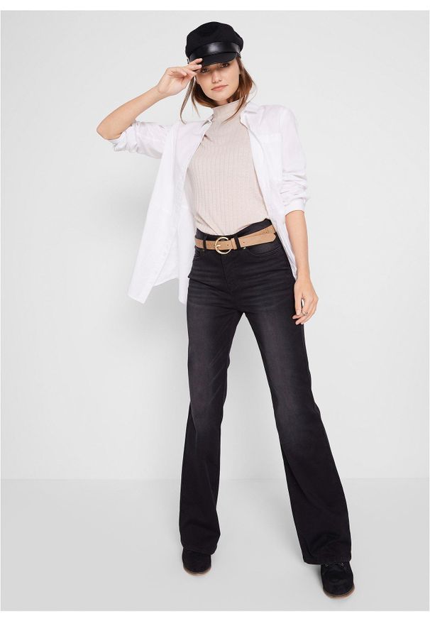 bonprix - Dżinsy Bootcut mid waist, z efektem shape. Kolor: czarny