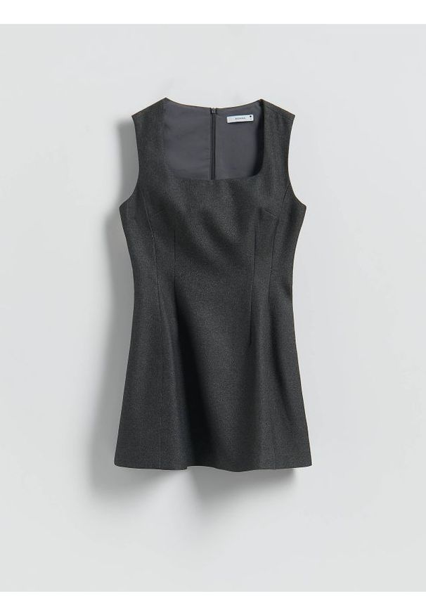 Reserved - Sukienka mini - jasnoszary. Kolor: szary. Materiał: tkanina. Wzór: gładki. Długość: mini