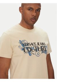 Versace Jeans Couture T-Shirt 78GAHC05 Beżowy Regular Fit. Kolor: beżowy. Materiał: bawełna #5