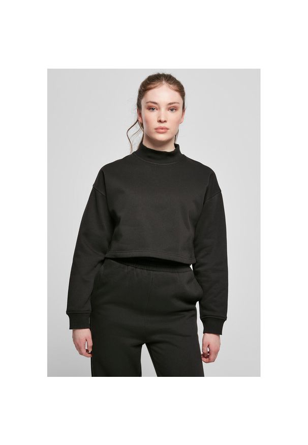 Bluza damska Urban Classics cropped oversized high neck crew-Duże rozmiary. Kolor: czarny
