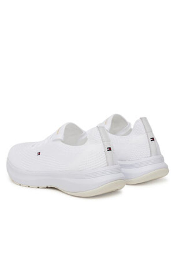 TOMMY HILFIGER - Tommy Hilfiger Sneakersy Th Knit Runner FW0FW08813 Biały. Kolor: biały. Materiał: materiał