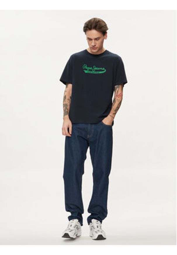 Pepe Jeans T-Shirt Claude PM509390 Granatowy Regular Fit. Kolor: niebieski. Materiał: bawełna