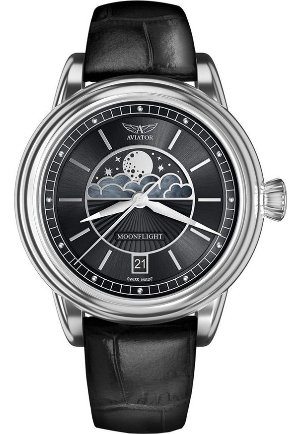AVIATOR - Zegarek Aviator Zegarek damski Aviator V.1.33.0.252.4 czarny. Kolor: czarny