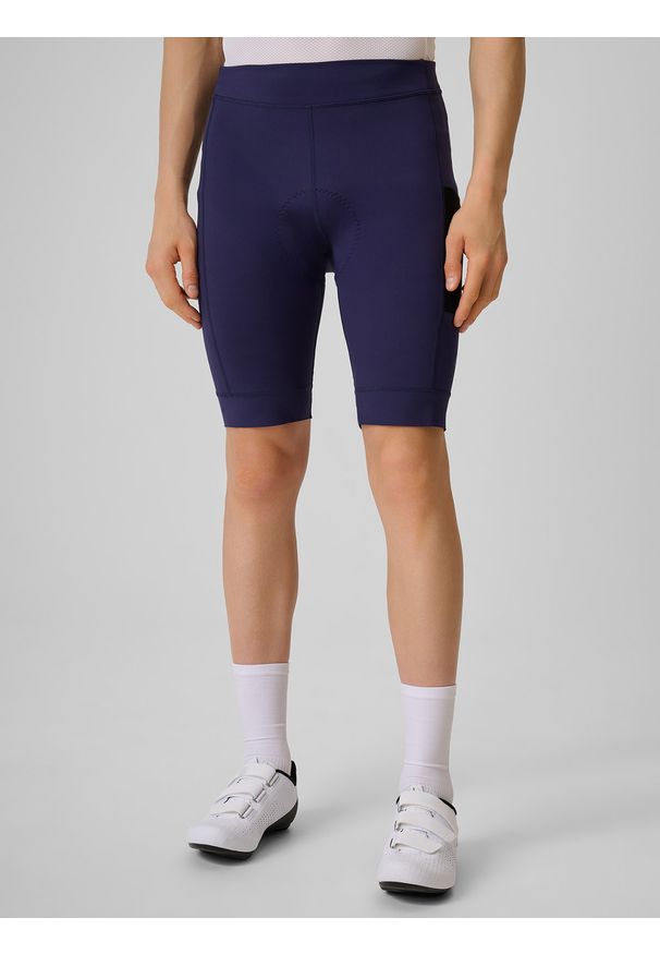 4f - 4F Spodenki kolarskie z żelową wkładką męskie - granatowe XXL. Kolor: niebieski. Materiał: skóra, materiał, włókno. Długość: krótkie. Sport: kolarstwo