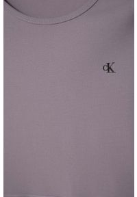 Calvin Klein Jeans sukienka kolor fioletowy midi rozkloszowana. Kolor: fioletowy. Materiał: materiał, wiskoza. Długość rękawa: krótki rękaw. Typ sukienki: rozkloszowane. Styl: klasyczny. Długość: midi #3