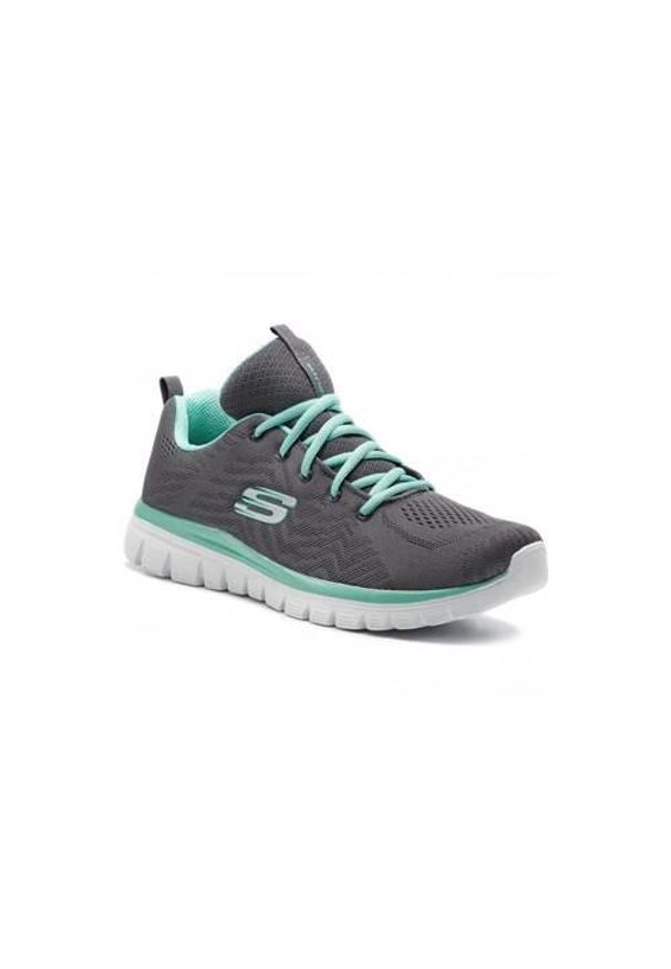 skechers - Buty treningowe damskie Skechers Bobssquad Breeze Way. Zapięcie: sznurówki. Kolor: niebieski. Materiał: guma, materiał, tkanina, syntetyk. Szerokość cholewki: normalna