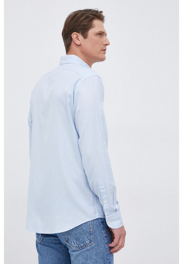 Eton - ETON - Koszula. Okazja: na co dzień. Typ kołnierza: button down. Kolor: niebieski. Materiał: tkanina. Długość rękawa: długi rękaw. Długość: długie. Wzór: gładki. Styl: casual