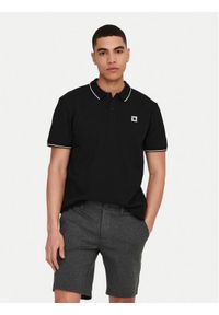 Only & Sons Polo Fletcher 22024827 Czarny Regular Fit. Typ kołnierza: polo. Kolor: czarny. Materiał: bawełna #1