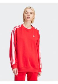 Adidas - adidas Bluza 3-Stripes IN8487 Czerwony Oversize. Kolor: czerwony. Materiał: syntetyk