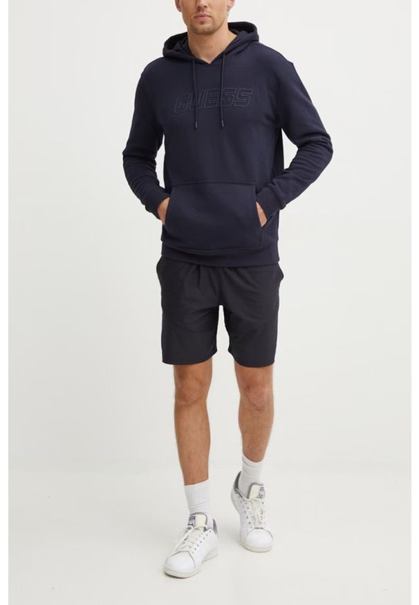 Guess - GUESS Granatowa bluza męska Aldwin, Rozmiar L. Typ kołnierza: kaptur. Kolor: niebieski