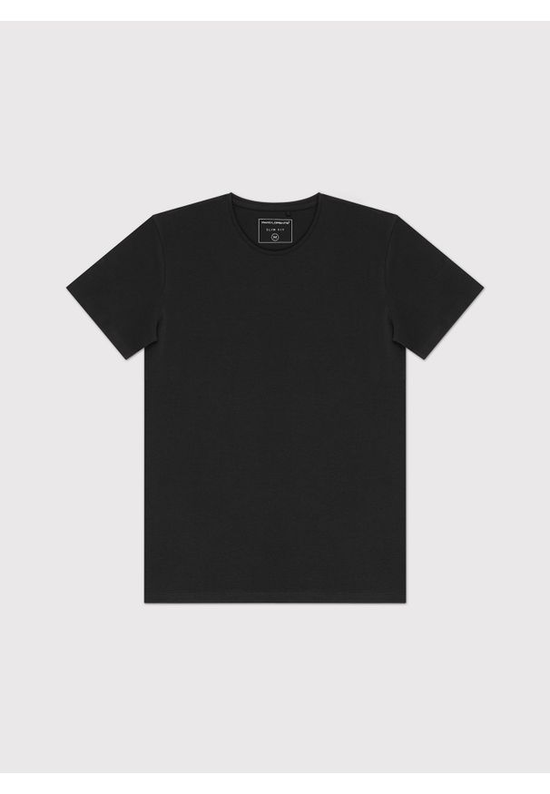 Pako Lorente - PAKO LORENTE – Czarny gładki t-shirt męski. Kolor: biały, czarny. Materiał: bawełna, elastan. Długość rękawa: krótki rękaw. Długość: krótkie. Wzór: gładki. Styl: klasyczny