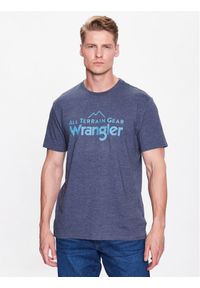 Wrangler T-Shirt Logo Tee WC5EGEC16 112335671 Granatowy Regular Fit. Kolor: niebieski. Materiał: bawełna