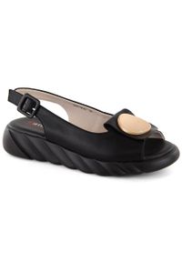 Skórzane sandały damskie komfortowe na platformie czarne Artiker 52C1630. Kolor: czarny. Materiał: skóra. Obcas: na platformie #7