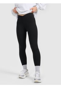 4f - 4F Legginsy dzianinowe damskie - czarne XL. Okazja: na co dzień. Stan: podwyższony. Kolor: czarny. Materiał: dzianina. Styl: casual