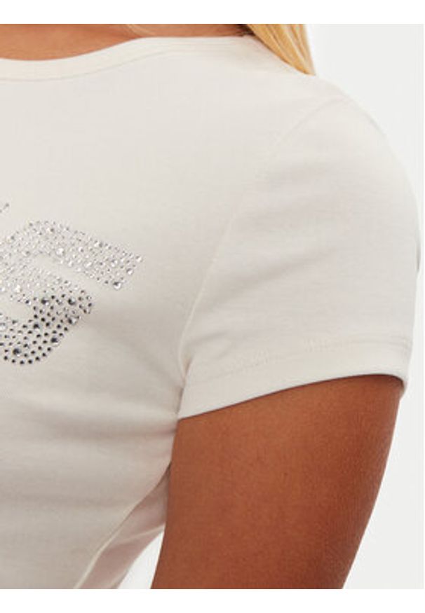 Guess T-Shirt V4BI16 KCIV1 Écru Regular Fit. Kolor: kremowy. Materiał: bawełna