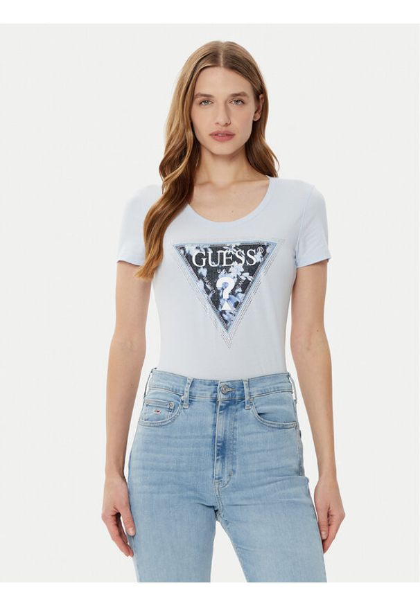 Guess T-Shirt W5RI00 J1314 Niebieski Regular Fit. Kolor: niebieski. Materiał: bawełna