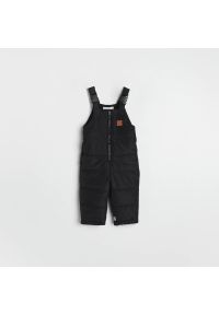 Reserved - Ocieplane spodnie z szelkami - Czarny. Kolor: czarny #1