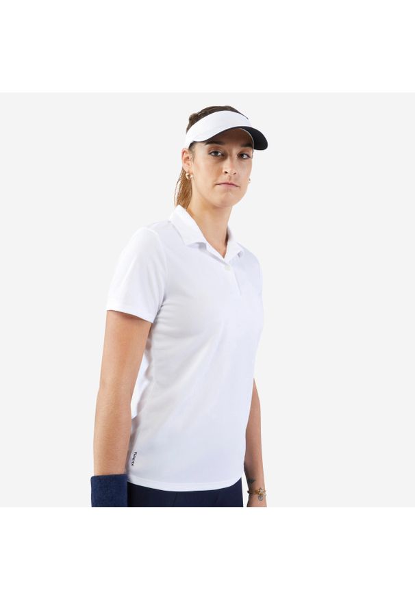 ARTENGO - Koszulka polo tenisowa damska Artengo Dry Essential 100. Typ kołnierza: polo. Kolor: biały. Materiał: poliester, materiał. Sport: tenis