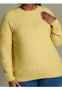 Sinsay - Sweter basic z domieszką wełny Plus Size - żółty. Kolekcja: plus size. Kolor: żółty. Materiał: wełna