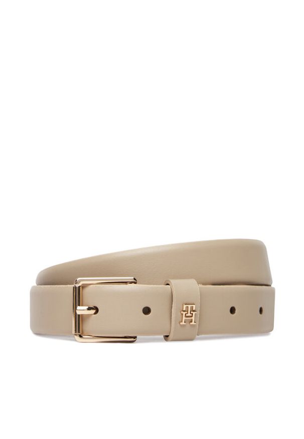 TOMMY HILFIGER - Tommy Hilfiger Pasek Damski Th Square 2.5 Go AW0AW17756 Beżowy. Kolor: beżowy. Materiał: skóra