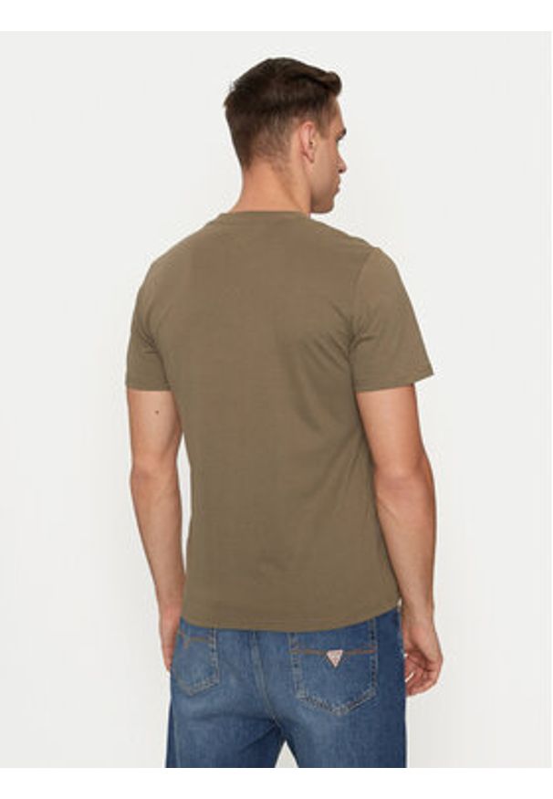 Schott NYC T-Shirt TSCLAWS1 Khaki Regular Fit. Kolor: brązowy. Materiał: bawełna
