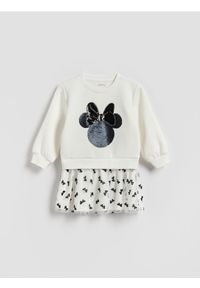 Reserved - Sukienka Minnie Mouse - złamana biel. Materiał: dzianina, bawełna. Wzór: motyw z bajki #1