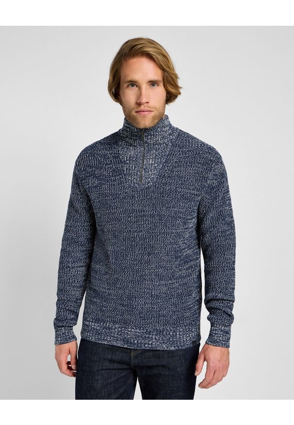 Lee - LEE MĘSKI SWETER LEE HALF ZIP KNIT MOOD INDIGO 112355674