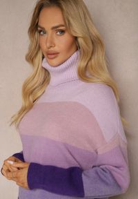 Renee - Fioletowy Golf z Kaszmirem i Wiskozą Azinita. Okazja: na co dzień. Typ kołnierza: golf. Kolor: fioletowy. Materiał: wiskoza, kaszmir. Wzór: aplikacja. Sezon: jesień, zima. Styl: klasyczny, casual, elegancki