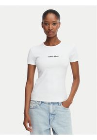 Calvin Klein Jeans T-Shirt LV047G816G Biały Slim Fit. Kolor: biały. Materiał: bawełna #1