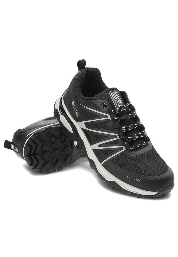 Big-Star - Czarne Trekkingi Big Star Wygodne Buty Męskie. Okazja: na co dzień. Kolor: czarny. Materiał: skóra ekologiczna, materiał. Szerokość cholewki: normalna. Sport: turystyka piesza