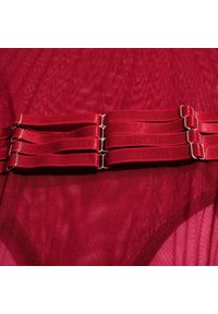 Intica - Body z pasem do pończoch z regulowanymi paskami bielizna damska Naydenka. Kolor: czerwony. Materiał: materiał. Wzór: paski #10