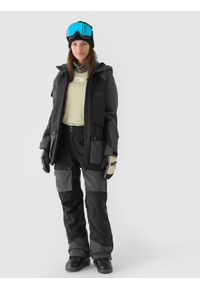 4f - 4F Kurtka snowboardowa membrana 10000 damska - czarna XXL. Okazja: na co dzień. Typ kołnierza: kaptur. Kolor: czarny. Materiał: dzianina, poliester, materiał, tkanina. Wzór: gładki. Sezon: zima. Styl: klasyczny, sportowy, casual